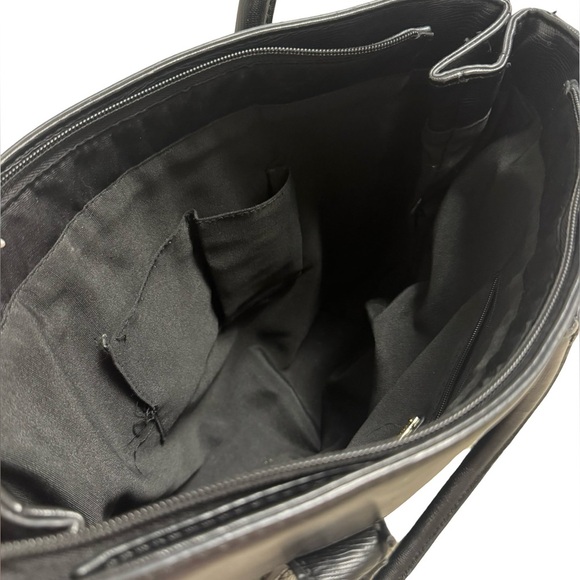 ALDO Black Faux Leather Tote Bag with Gold Hardware - Picture 4 of 7